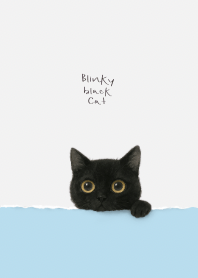 Blinky Black Cat (White Gray Soft Blue)