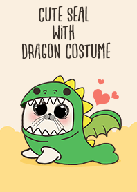 Cute seal with dragon costume