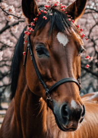 Auspicious Horse/cherry blossoms