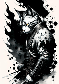 Ink wash cat samurai d0aCBa