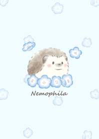 Hedgehog and Nemophila -blue- 2