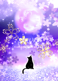 幸運が次々と訪れる桜の開運パワー月と猫20