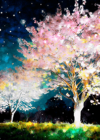 Beautiful night cherry blossoms#215