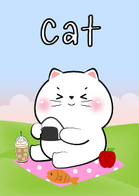 Picnic Cute White Cat Theme