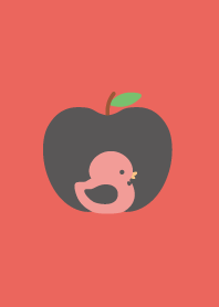 Red rubber duck and apple theme
