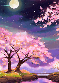 Beautiful night cherry blossoms#1547