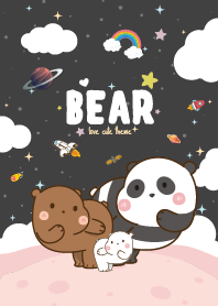 หมีสามตัว ตัวกลม คาวาอิ สีดำ