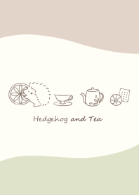 Hedgehog and Tea -green- wave