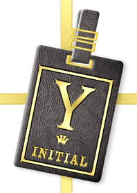 Initial Y/Black Leather
