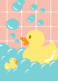 あひる親子のもこもこ泡バスタイム