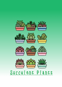 Succulent Plants (Green Background)