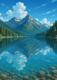 Crystal Lake Beneath Mountains