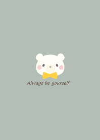 Polar bear and ribbon -smoky green- yl