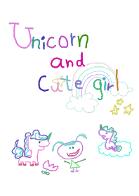 Unicorn and cute girl