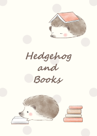 Hedgehog and Book -red- 2 dot