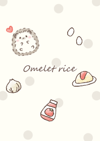 Hedgehog and omelet rice beige dot