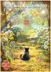 Cat and hydrangea Increased luck2*