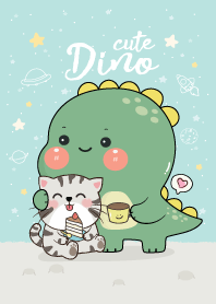 Dino Cute & Little Cat (Blue)