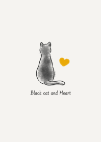 Black cat and Heart (yellow)