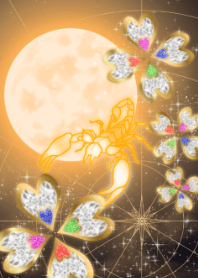 月と四つ葉のクローバー オレンジ 蠍座