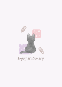 Cat and Stationary -purple- Star
