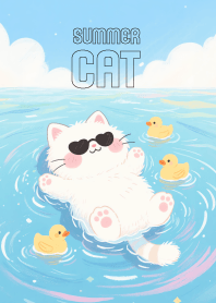 Lovely White Cat In Summer