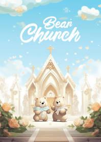 cute bear: wedding party in church