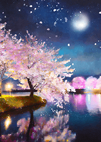 Beautiful night cherry blossoms#1217