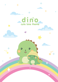 Dinosaur Rainbow Star White