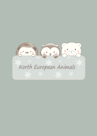 Animals in Nordic forest -smoky green-