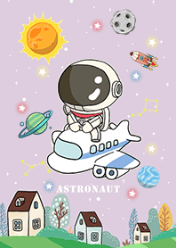 Cute Astronaut/Travel by Plane/purple2