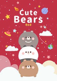misty cat-Cute Bears Galaxy Red Beige