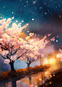 Beautiful night cherry blossoms#407