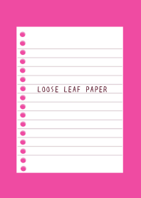 LOOSE LEAF PAPER/PINK RED