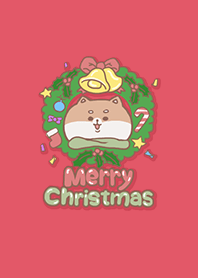 可愛寶貝柴犬-聖誕節快樂(耶誕紅)