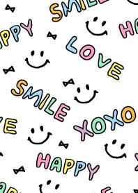 HAPPY SMILE XOXO LOVE リボン-カラフル-