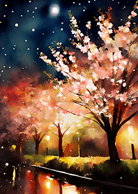 Beautiful night cherry blossoms#2677