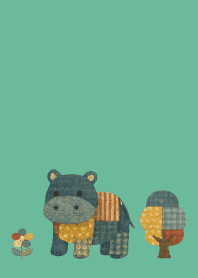 Hippo's Outing on blue green