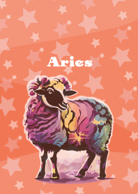 Aries constellation on red & yellow