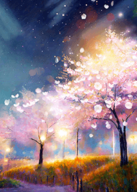 Beautiful night cherry blossoms#1739