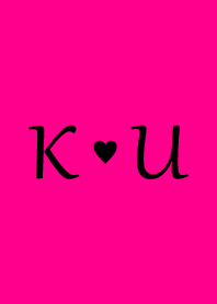 Initial "K & U" Vivid pink & black.