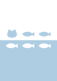 ねことおさかな(white&blue2)