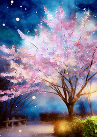 Beautiful night cherry blossoms#681