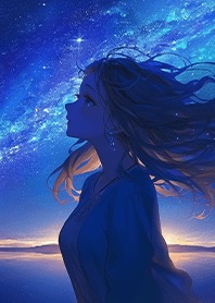 girl looking at the starry sky 3 JP