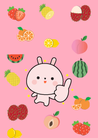 Cute Pink Rabbit And Fruit (jp)