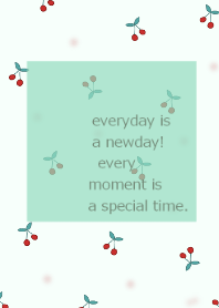 cherry pattern /mintgreen