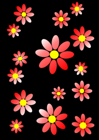 赤い花模様 [ 黒背景 ] var. 2