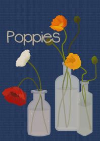 Poppies01 + navy blue