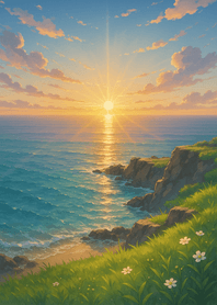 Sunrise Glow On Quiet Sea