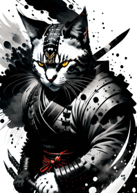 Ink wash cat samurai e19B68